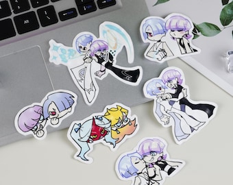 Set de pegatinas impermeables de Panty and Stocking - Adhesivos de poliéster y poliuretano para portátiles, botellas de agua y personalización de artículos de anime.