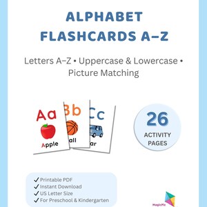 Alphabet Flashcards Printable A–Z | Preschool Learning Cards | ABC Flash Cards | Kindergarten Homeschool Activity | Educational Printable
