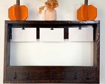 Handcrafted Hardwood Key and Mail Organizer: Rustic Wall Decor