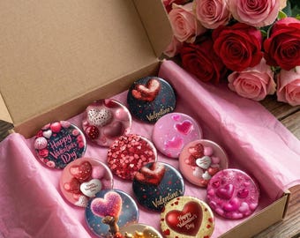 Set de pins de San Valentín – Botones de corazón románticos – Regalo de amor hecho a mano – Pins de San Valentín adorables – Hecho en Italia
