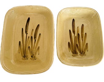 1950er Jahre handbemalte Keramik von Galleon Ware Canada, beige Glasur