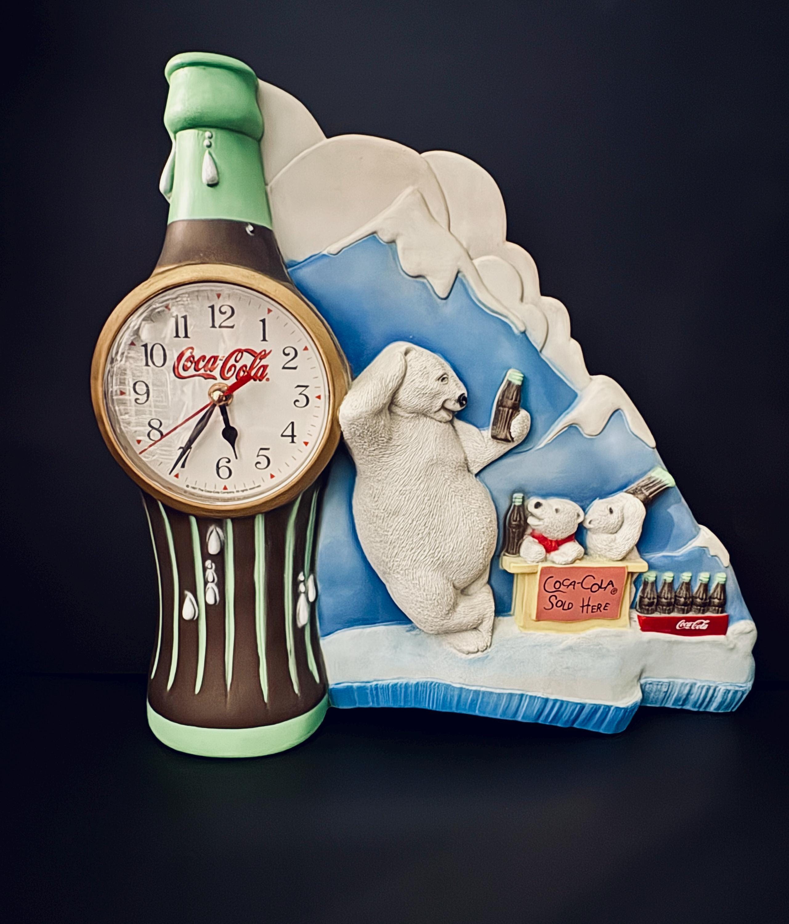 Vintage Coca-cola Polar Bear Clock – 1990s Advertising Collectible