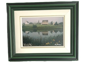 Stacy MacInnis “Mill in the Mist” Art Print, New Glasgow PEI, ca. 1985–1995, Framed Maritime Landscape