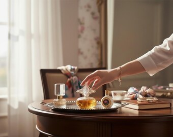 Vintage Perfume Bottle Trio – Glass & Porcelain Vanity Set