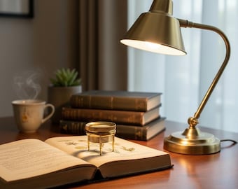 Brass Tripod Magnifying Glass Vintage Inspection Loupe Desk Collectible 1950s–70s