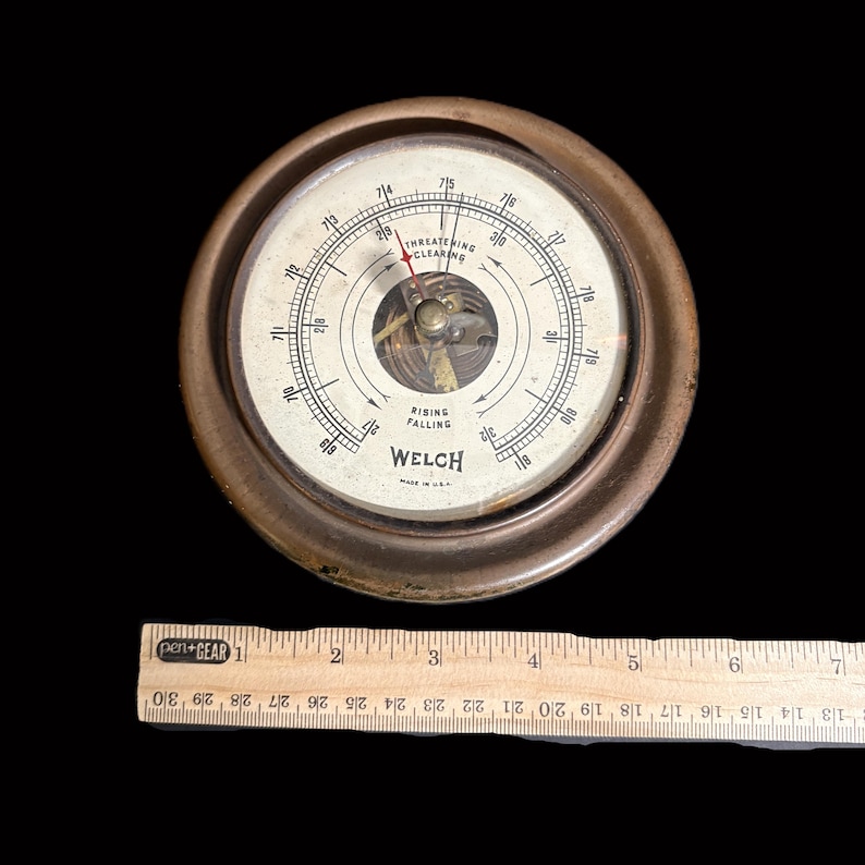 Barometer Ruler Vintage 1950s Welch Aneroid Barometer – Mid-century Weather Gauge ...
