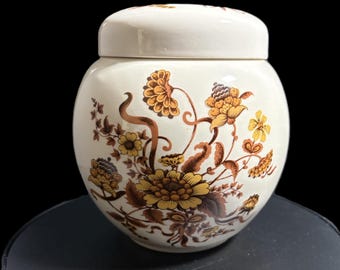 Vintage Sadler Floral Ginger Jar – England Pottery Canister M1045