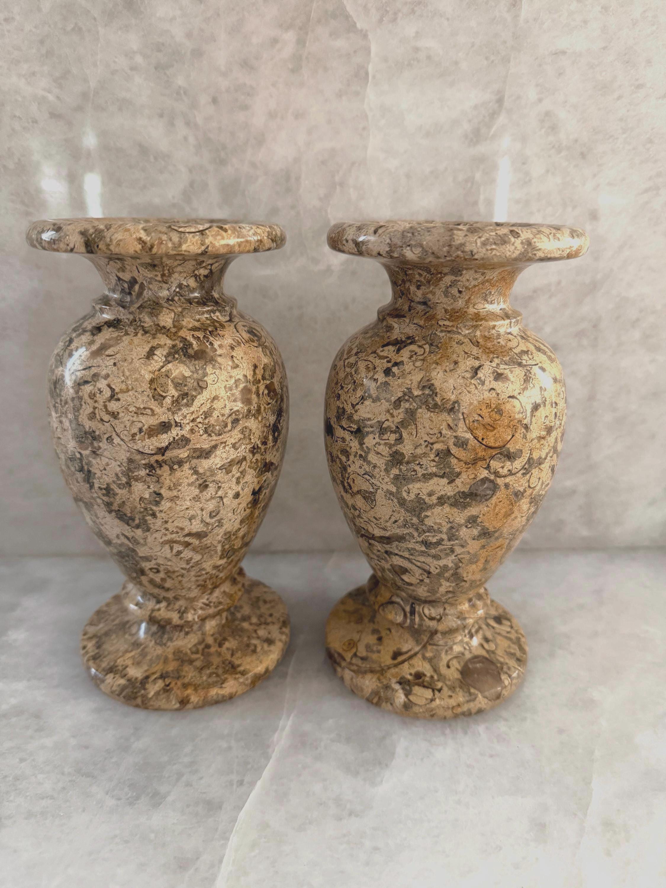 未使用 化石入りフォッシルストーン花瓶 天然石 Fossil Stone Vase - Etsy