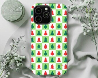 Christmas Tree Phone Case, Christmas Phone Cases, iPhone Cases, Mag Safe Phone Case, Christmas Tree, Christmas Themed Phone Case, Green, Red