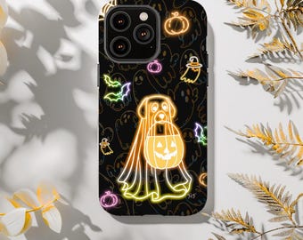 Dog Halloween Phone Case, Dog Phone Case, Dog Mom Phone Case, Ghost Phone Case, Dog Ghost Phone Case, Neon, Neon Phone Case, Ghost Case
