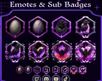 Twitch Sub Badges | Raven Sub Badges | Crow Sub Badges | Raven Twitch Badges | Discord Sub Badges | Twitch Badges for Streamers