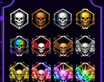 Insignias de suscripción de Twitch / Insignias de suscripción de calavera / Paquete de insignias de suscripción / Insignias de calavera para Twitch / Insignias de Twitch para streamers