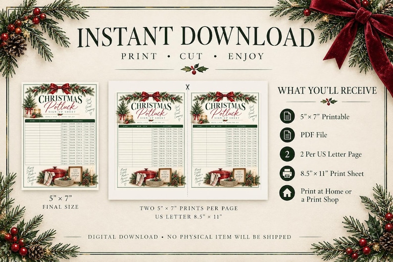 Potluck Form.pdf Aanmeldingsformulier voor de kerstpotluck, lijst met gerechten voor het ...