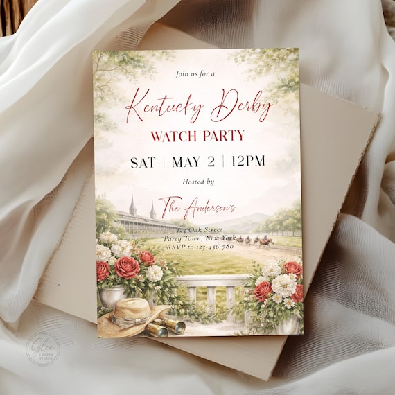 Kentucky Derby Watch Party Invitation, Editable Horse Racing