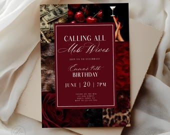 Calling All Mob Wives Invitation | Editable Glam Birthday Party Invite