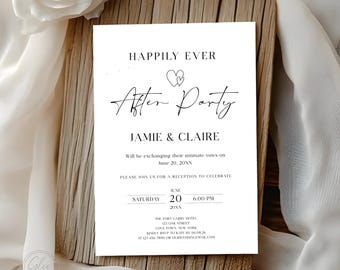 Modern Minimalist Wedding After Party Invitation Template (Corjl Editable 5x7 PDF/JPG Design)