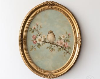 Vintage Bird Art Print | Cottagecore Botanical Wall Decor