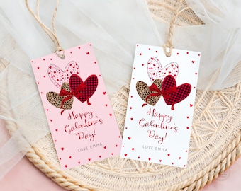 Editable Galentine's Day Favor Tag, Pink Hearts (Digital)