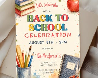 Back to School Party Invitation Template, School Celebration Invite, Editable School Event Invitation, Classroom Party Invite