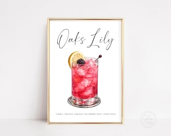 Oaks Lily Cocktail Sign, Editable Kentucky Derby Bar Sign