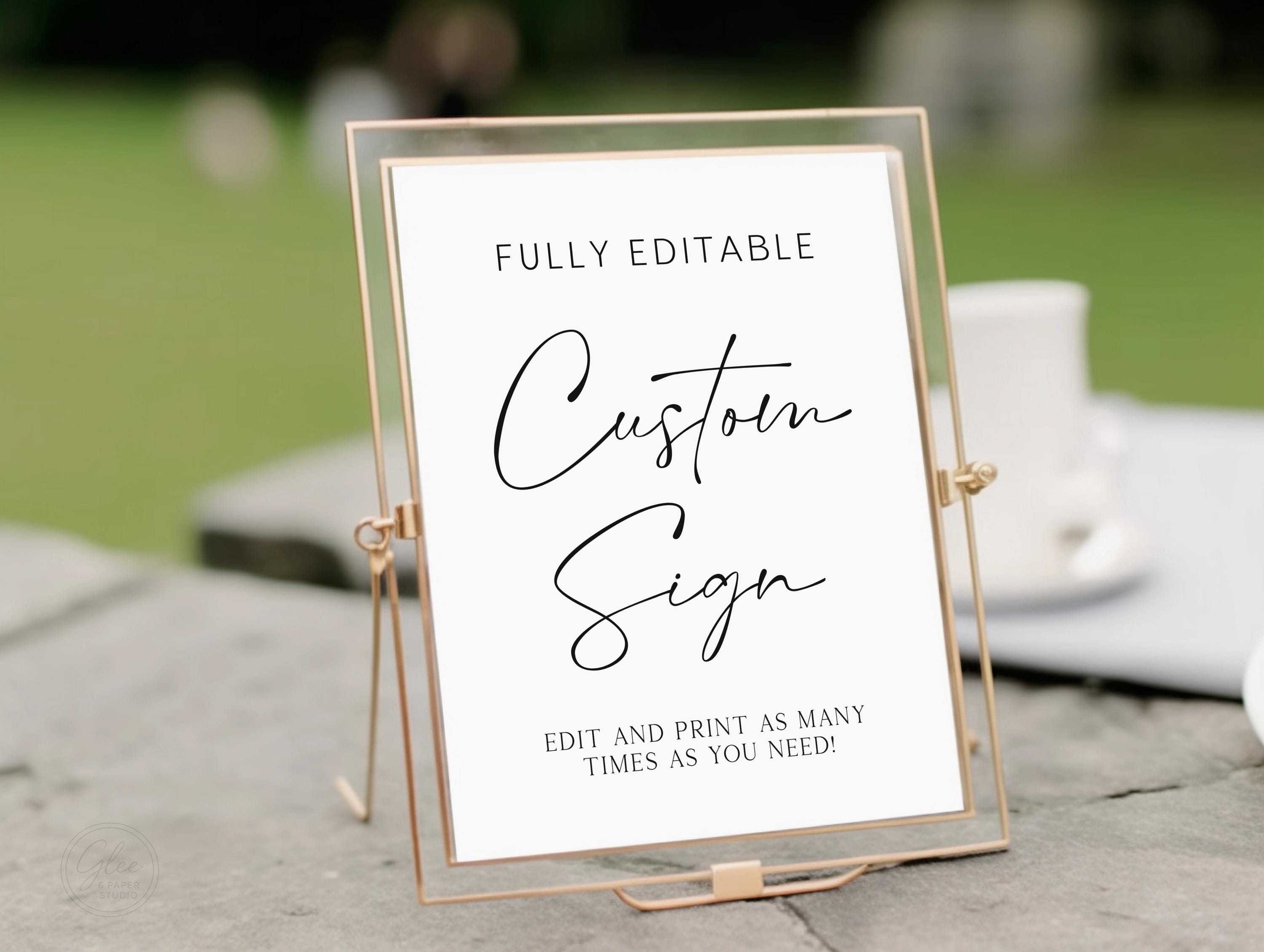 Editable Custom Table Sign Template Instant Download Printable Modern ...
