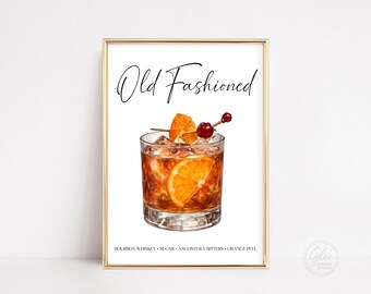 Old Fashioned Cocktail Sign, Editable Kentucky Derby Bar Sign