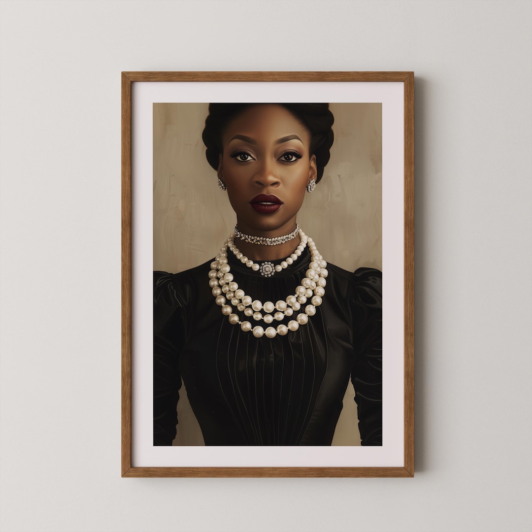 Elegant Black Woman Portrait | Luxury Style Femme Wall Art (digital ...
