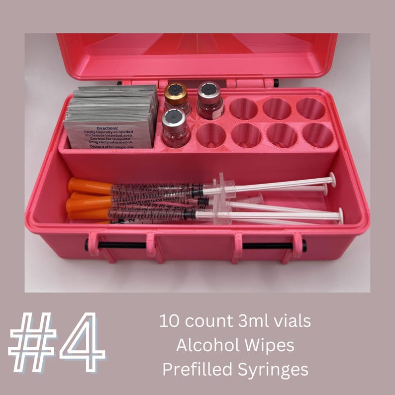 Peptide Reconstitution Kit Box | Vial, Syringe & Bac Water Organizer | 3D Printed Storage 4