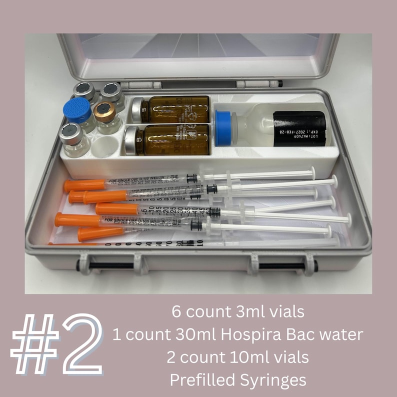 Peptide Reconstitution Kit Box | Vial, Syringe & Bac Water Organizer | 3D Printed Storage 2