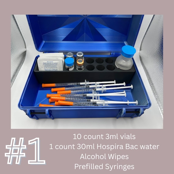 goodies bac water Peptide Reconstitution Kit Box | Vial, Syringe & Bac Water Organizer | 3D  Printed Storage