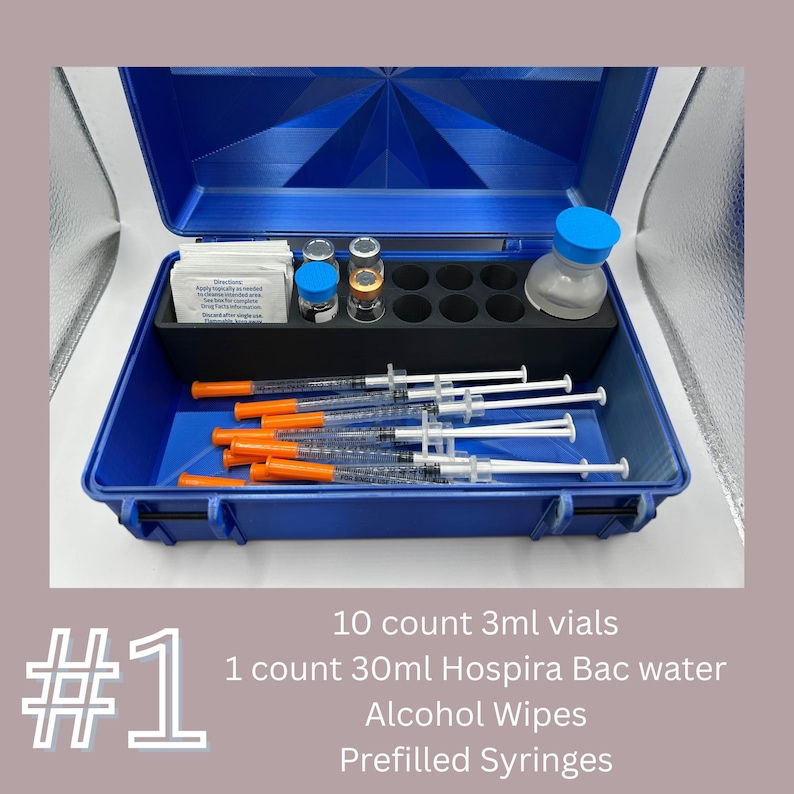 Peptide Reconstitution Kit Box | Vial, Syringe & Bac Water Organizer | 3D Printed Storage 1