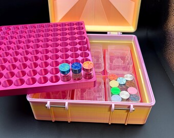 160 Vial Storage Box – Holds 100 Vials on Top & 6 Peptide Kits Below | 3D Printed Organizer Case for Research Vials