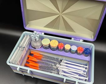 Peptide prefilled syringe organizer, mixed vial holder with bac water and alcohol wipes