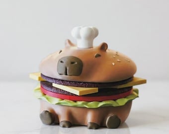 Capybara Burger Onderzetters Set – 3D Geprint, Gemaakt in Duitsland | Magnetisch Keukencadeau