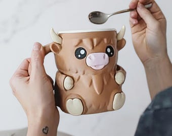 Highland Cow Ice Cream Pint Holder 3D Printed | Made in Germany