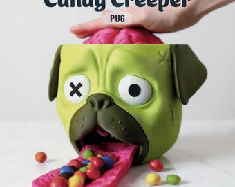 Dozownik Candy Creeper Pug w 3D, wyprodukowany w Niemczech - Zombie Dog