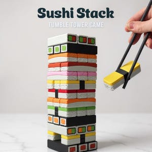 Colorful Sushi Stack Tumble Tower Game, 3D Printed PLA Stacking Toy