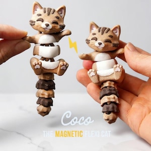 Coco Flexi Cat, juguete magnético articulado impreso en 3D, fabricado en Alemania | Juguete antiestrés para escritorio