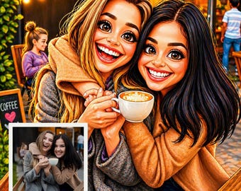 Custom Caricature Portrait from Photo | Personalized Cartoon Digital Portrait | Valentine Gift | Couple Family Friends | Printable Gift
