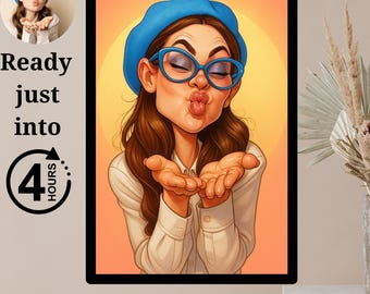 Custom Caricature Portrait from Photo | Personalized Digital Drawing | Funny Gift for Couples, Friends, Pets, Family | Printable Art