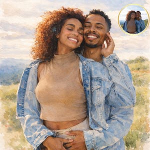 Custom watercolor portrait from photo, Personalized family painting, Baby painting, Couple portrait from a picture, Father's Day gift 2026