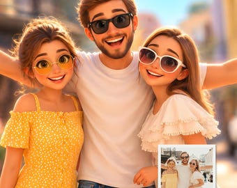 Pixar Style Portrait from Photo, Couple, Family, Pet Gift, Animated Style Portraits, Digital 3D Portrait, Gift, Digital Pixar Art