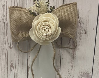 Lot de 4 Décoration de banc, Décor d’allée, Fleurs de soie d’allée de chaise, Décor de mariage d’eucalyptus, Swag de chaise, Fleurs de Sola, Boho, Rustique
