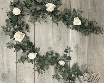 Eucalyptus Garland, Flower Garland, Floral Garland, Wedding Garland, Sola Flower Garland, Wooden Flower, Lily of Angeles