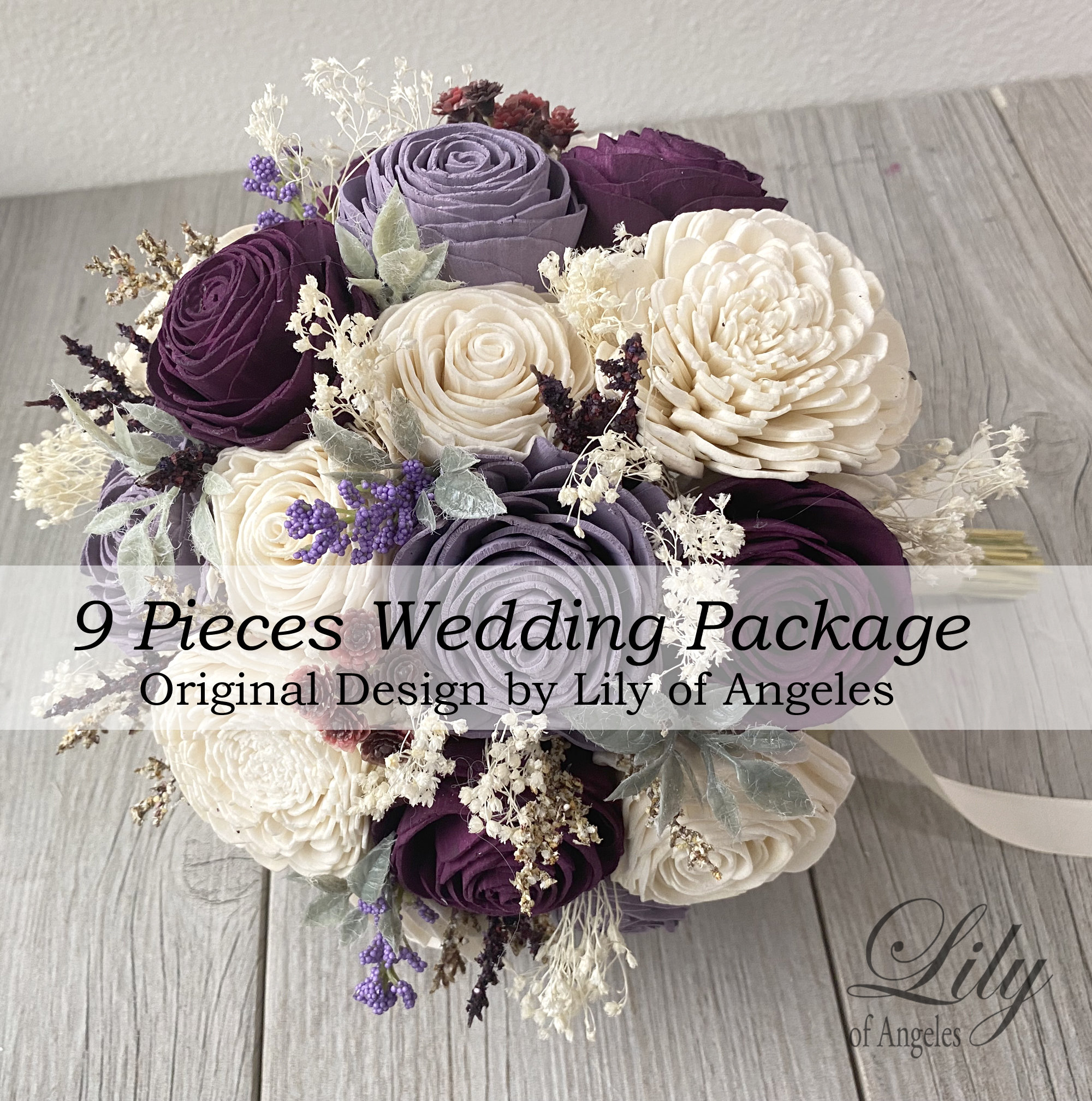 LILAC & DUSTY PLUM Wedding Flower Package | Wedding Bouquets & Wedding Decor
