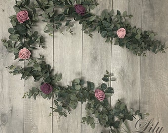 Eucalyptus Garland, Flower Garland, Floral Garland, Wedding Garland, Sola Flower Garland, Wooden Flower, Lily of Angeles