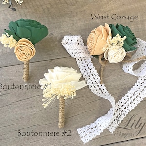 Hunter Green, Wedding Bouquet, Bridal Bouquet, Sola Flower, Wedding Flower, Wooden Flower, Emerald Green, Blush, Rustic, Boho image 6