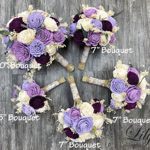 Wedding Bouquet, Bridal Bouquet, Sola Flower, Wedding Flower, Wooden Flower, Beauty, Lavender, Plum, Rustic, Boho, Lily of Angeles