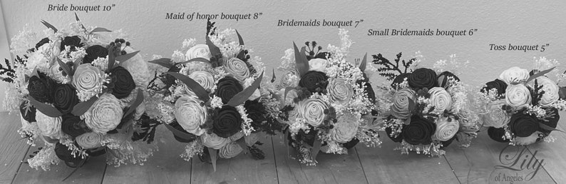 Wedding Bouquet, Bridal Bouquet, Sola Flower, Wedding Flower, Wooden Flower, Burgundy, Navy, Blush, Rustic, Boho, Lily of Angeles image 7