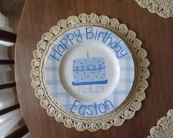 Personalized Boys Birthday Plate: Hand-Painted Ceramic Keepsake
